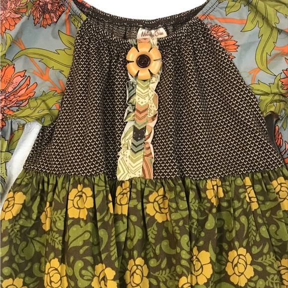 Matilda Jane Girls Calico Peasant Top Size 6 Wooden Flower Button Bunnies EUC - Picture 7 of 9